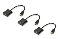 LINK LKADAT1003 Adapter HDMI Type A mannelijk naar VGA vrouwelijk met 3,5 mm stereo audio aansluiting - Full HD 1080p video converter voor pc, monitor en projectoren, 3 stuks