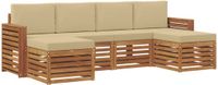 vidaXL - Bank loungeset - 6 zitplaatsen - Acacia hout - Natuurlijk en beige