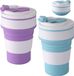 Unyqoos® Gobelet pliable en silicone, 350 ml, Bleu et violet