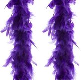 Merkloos 2x stuks carnaval verkleed veren Boa kleur paars 2 meter