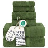 Chakir Turkish Linens Luxe spa en hotelkwaliteit premium Turks katoen 6-delige handdoekenset (2x badhanddoeken, 2x handdoeken, 2x washandjes)
