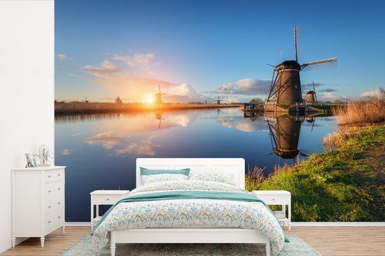 Nr1Wallpaper Fotobehang Windmolen - Water - Zon - 420x280 cm - Vlies - Multicolor