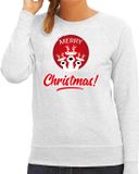 Bellatio Decorations Shoppartners Bv Rendier Kerstbal sweater / kersttrui Merry Christmas grijs voor dames - Kerstkleding / Christmas outfit XL