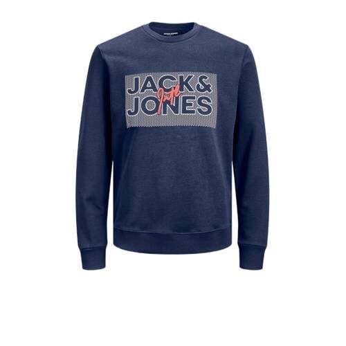 JACK & JONES JACK & JONES sweater met printopdruk donkerblauw