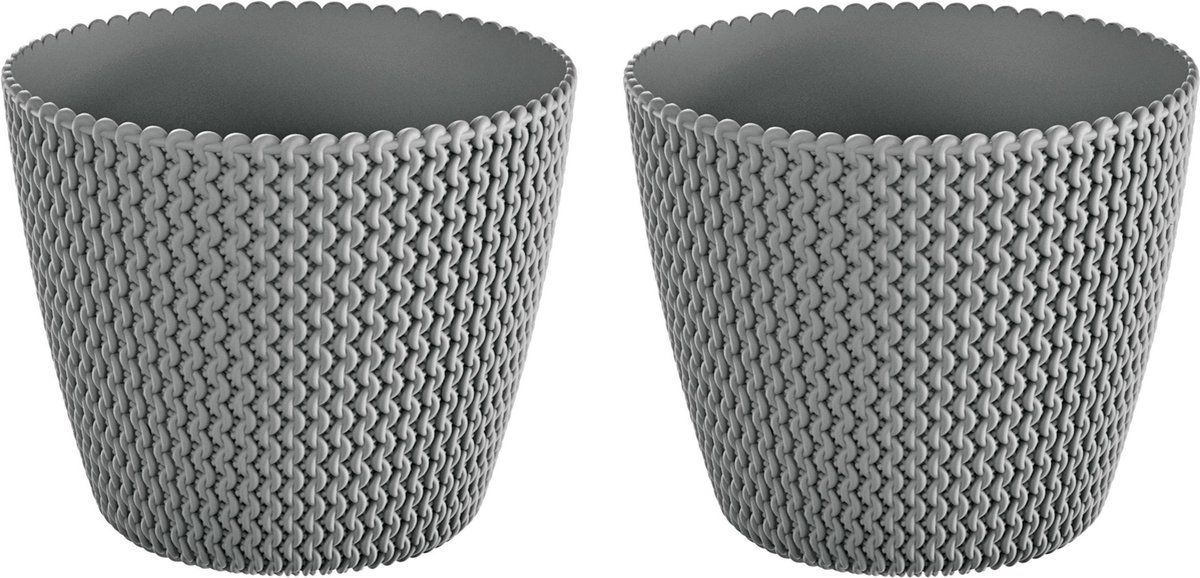 Prosperplast Splofy bloempotten - 6 stuks - 35 cm - Lichtgrijs - Kunststof - Binnen & Buiten