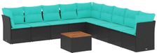 vidaXL Loungeset 10-delig poly rotin noir avec coussins