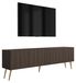 3xE living meuble TV 170 cm, 2 portes, chêne Dunin, pieds dorés inclinés