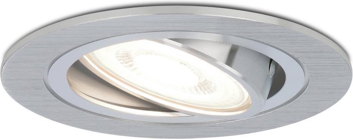 HOFTRONIC Chandler - Kantelbare inbouwspot - LED - Rond zaagmaat 75mm - RVS - Dimbaar - 5 Watt - 350 lumen - 230V - 6400K Daglicht wit - Verwisselbare GU10 - Plafondspots - Inbouwspot voor binnen -