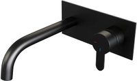 Brauer Black Edition Inbouw Wastafelmengkraan met Gebogen Uitloop en Afdekplaat Model D1 Mat Zwart