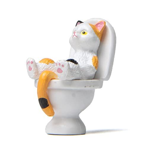 Luojuny Kattenfiguren Hoge simulatie Geen vervorming Educatief Speelgoed Toilet Miniatuur Kat Dier Model Speelgoed voor Peuters Veelkleurig