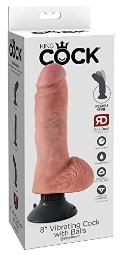 King Cock 8" Vibrating Cock with Balls Light 8 Inch