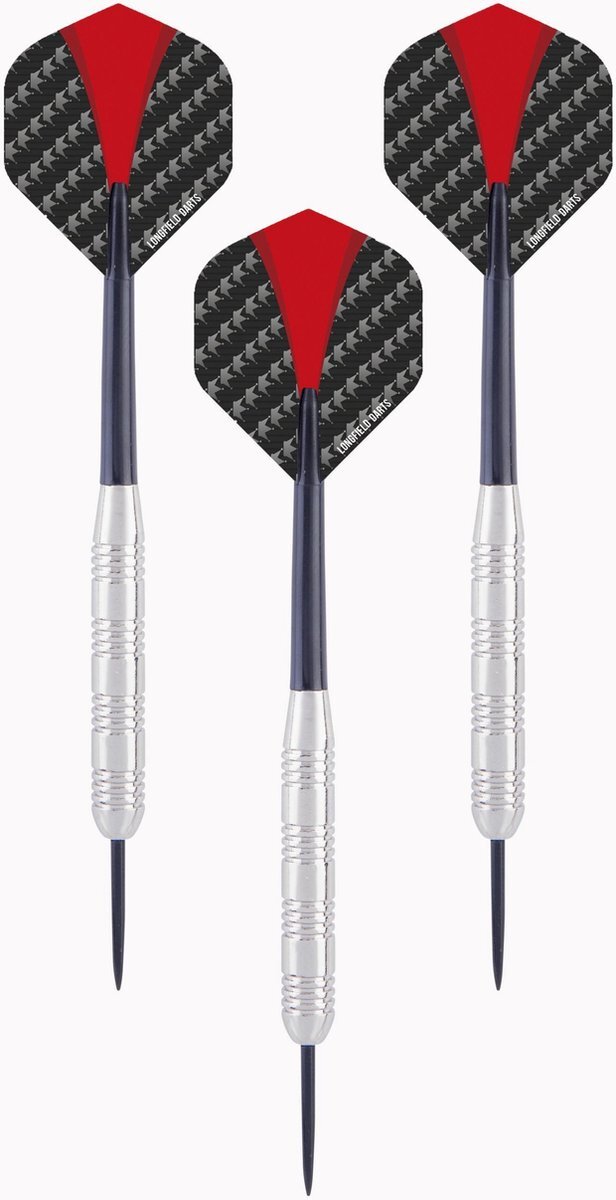 Longfield 2x Set van 3 dartpijlen darts nickel silver 22 grams - Darten/darts sport artikelen pijltjes nickel silver - Kinderen/volwassenen