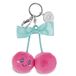 62833 Sleutel- en tassenhanger kersen, 7 cm, roze, veelzijdige hanger met elegante gravure-charme, perfect als sieradensieraad of sleutelhanger