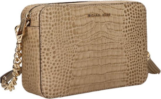 Michael Kors Kleine Crossbodytas / Schoudertas Dames - Leer - Jet Set - Krokodillenprint - Licht Bruin