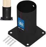 KOTARBAU® Paalvoet, Paalhouder, voor Schroefbevestiging, Gepoedercoat Staal, ⌀ 80 mm, Zwart