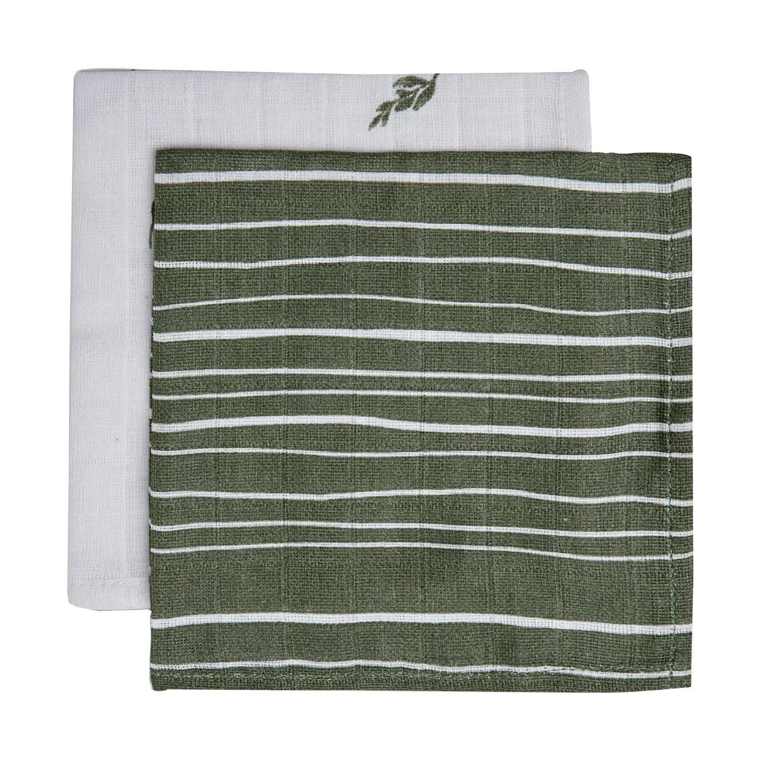 Jollein Hydrofiele Monddoekjes Stripe & Olive - Set van 2