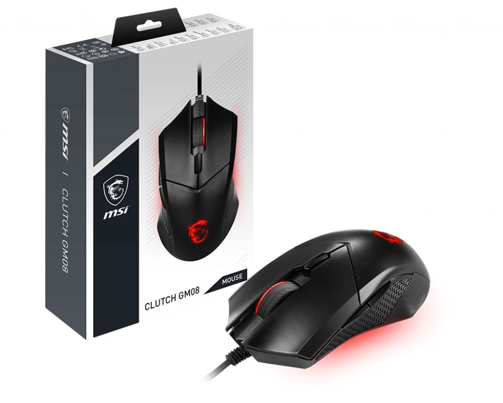 MSI Clutch GM08 Gaming Mouse - Ambidextrous - 4200 DPI - USB Type-A - Black