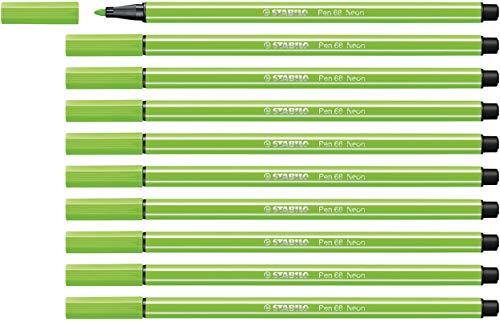 Stabilo 68/033 Premium Viltstift - Pen 68 – 10 stuks – neon groen