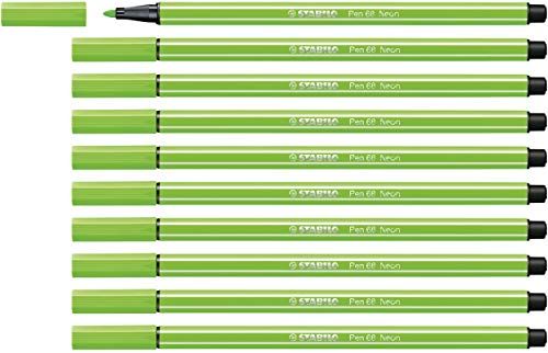 Stabilo 68/033 Premium Viltstift - Pen 68 – 10 stuks – neon groen