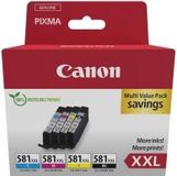 CANON CLI-581XXL inktpatronen, zwart, cyaan, magenta, geel, multipack met 4 kleuren, 11,7 ml