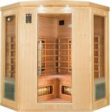 france-sauna Poolstar Infraroodsauna (hoeksauna) - Appolon 3C - 3 tot 4 personen - Canadees sparrenhout - LED verlichting - Muziekaansluiting