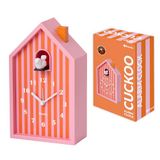 Fisura Wekker koekoek-huis (gestreept, roze)