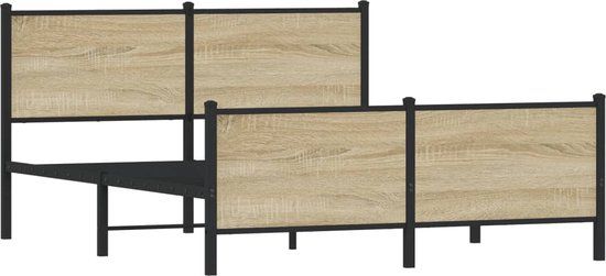 vidaXL Bedframe Metaal Sonoma Eikenkleurig 150x200 cm