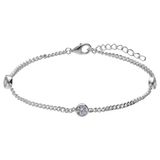 Lucardi - Dames Zilveren armband met zirkonia - Armband - 925 Zilver - Zilverkleurig - 19 cm