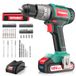 Draadloze HYCHIKA Draadloze Hamerboor, 18V 60 N.m. Borstelloze Elektrische Boormachine met 2Ah Li-ionenbatterij, 21+3 Torsie-instelling, Instelbaar op 2 Snelheden, 53PCS-Toebehoren