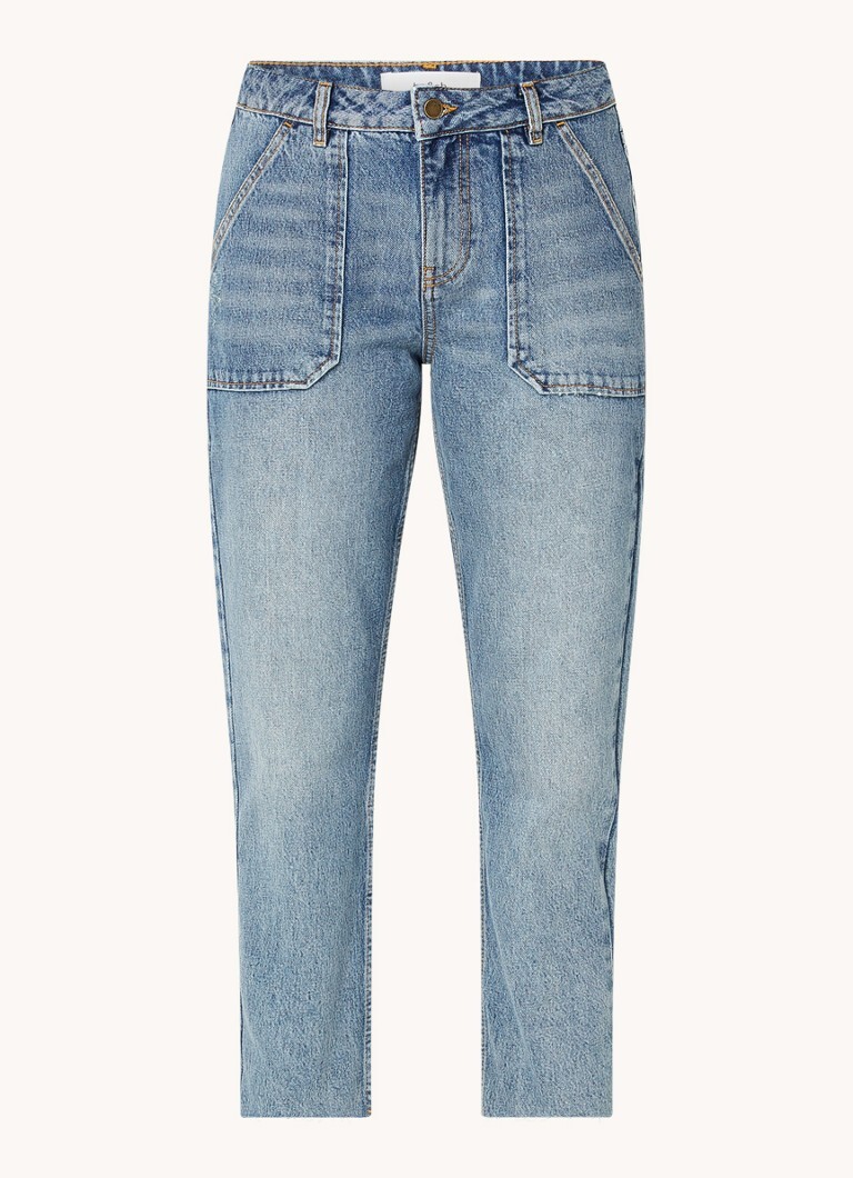 Ba&sh Ba&sh Elly high waist tapered fit cropped jeans met verwassen afwerking