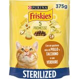 Purina Friskies Droogvoer voor katten, gesteriliseerd met kip, kalkoen en groenten, 12 verpakkingen à 375 g
