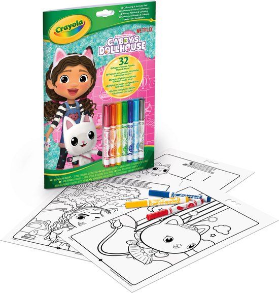 Crayola Gabby's Poppenhuis Kleurboek - 32 Kleurplaten + 7 Mini Viltstiften