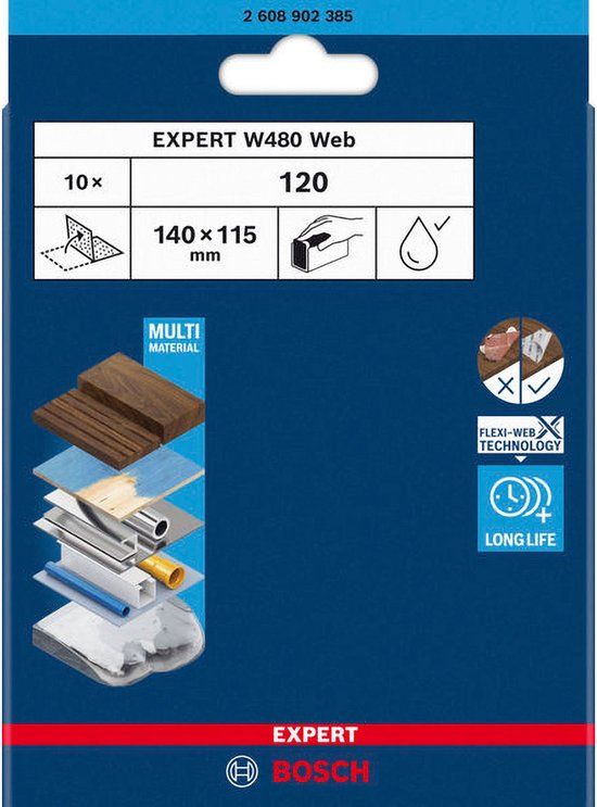 Bosch Professional Bosch Schuurvel ExW480 Web 115 x 140 mm G120 10 st.