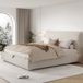 MODFU - Tweepersoonsbed - Stof - Creme - 194x218 cm - Met Opbergruimte
