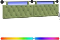 vidaXL Hangend hoofdbord Met LED-verlichting Lichtgroen Fluweel