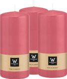 Wiedemann Bougie cylindrique/bougie pilier - 3x - Rose - 15 x 7 cm - 63 heures de combustion