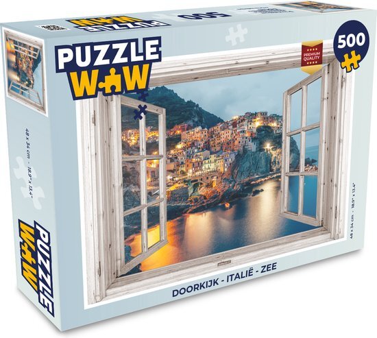 MuchoWow Puzzel Doorkijk - Italië - Zee - Legpuzzel - Puzzel 500 stukjes