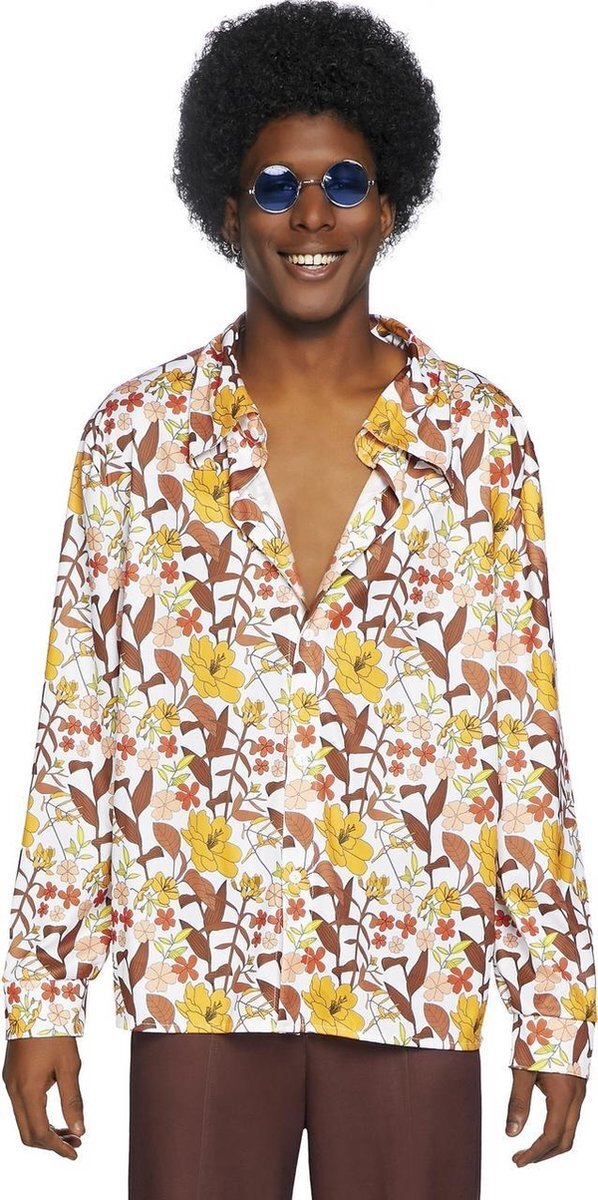 Leg Avenue Kostuum -M/L- Mens 70s floral shirt Multicolours