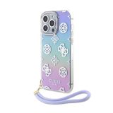 GUESS CG MOBILE Guess telefoonhoesje voor iPhone 15 Pro Max in iriserend IML-hoesje met paars koord