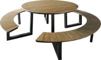 AXI Taco Picknicktafel met 2 banken Rond Antraciet met Teak-look Polywood