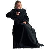 CelinaTex Knuffeldeken met mouwen, tv-deken, XXL, microvezel/fleece, 170 x 200 cm, zwart
