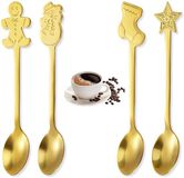 Unyqoos® Set de cuillères à café dorées de Noël avec décorations de Noël uniques et boîte cadeau