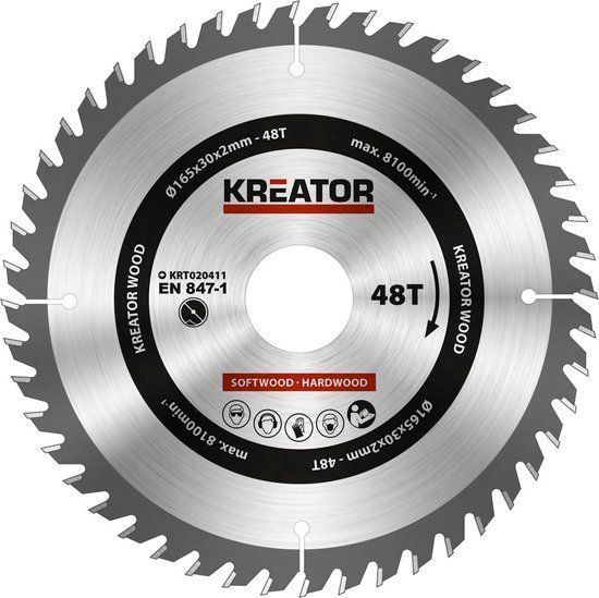 Kreator KRT020411 Zaagblad hout 165 mm - 48T
