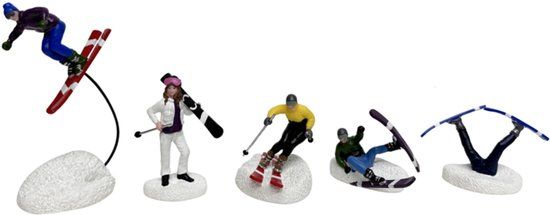 Santaville Skiers Polyresin 12cm 5 stuks