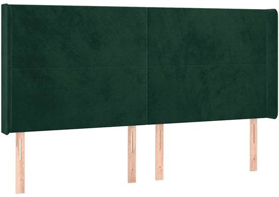 vidaXL Hoofdbord - Donkergroen - 203x16x118/128 cm - Fluweel