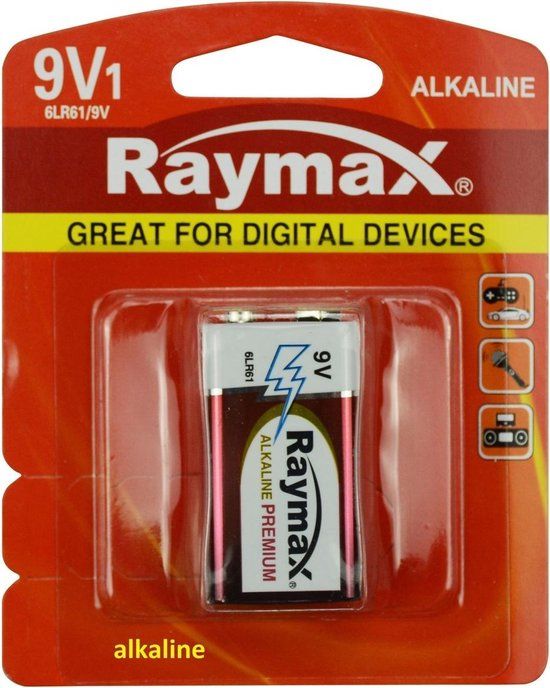 Raymax 9V Alkaline Batterij - 1 stuk