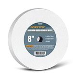 POWERTEC 15505 Slijpschijven voor banken en voetstukken, 20 cm x 3 cm, 5/8 prieel, 120 korrel wit aluminiumoxide slijpschijf voor slijpen en slijpen van snijgereedschap, 1 PK