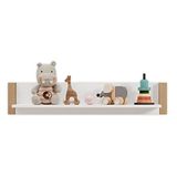 BEACH Wandboard voor babykamer, pijnboom, wit, berkenlook, veelzijdig inzetbaar wandrek voor je babykamer, 110 x 22 x 20 cm (b x h x d)
