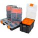 HMF Sortimentskasten Sortierbox leer, boîte de rangement pour outils et petites pièces (set, 4 boîtes), 49 compartiments, couvercle transparent, noir-orange