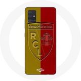 Maniacase Hoesje Samsung Galaxy A71 rcl lens Logo geel en rode achtergrond